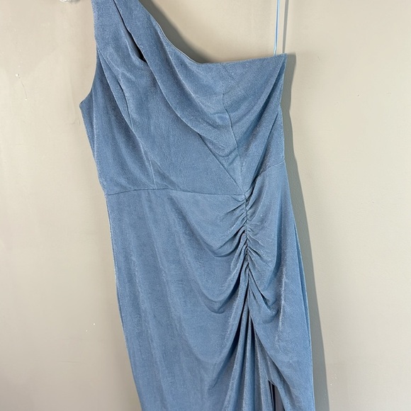Maniju Periwinkle Blue One Shoulder Ruched Maxi Dress Size M - Picture 8 of 16